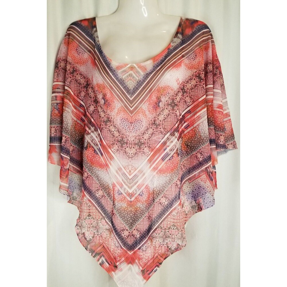 Women's Poncho Top Sheer Transparent Bohemian Peasant World Unity Size 2X